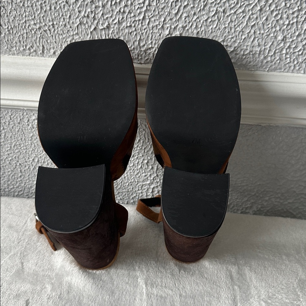 Jeffrey Campbell Patchwork Platform Tan and Brown… - image 3